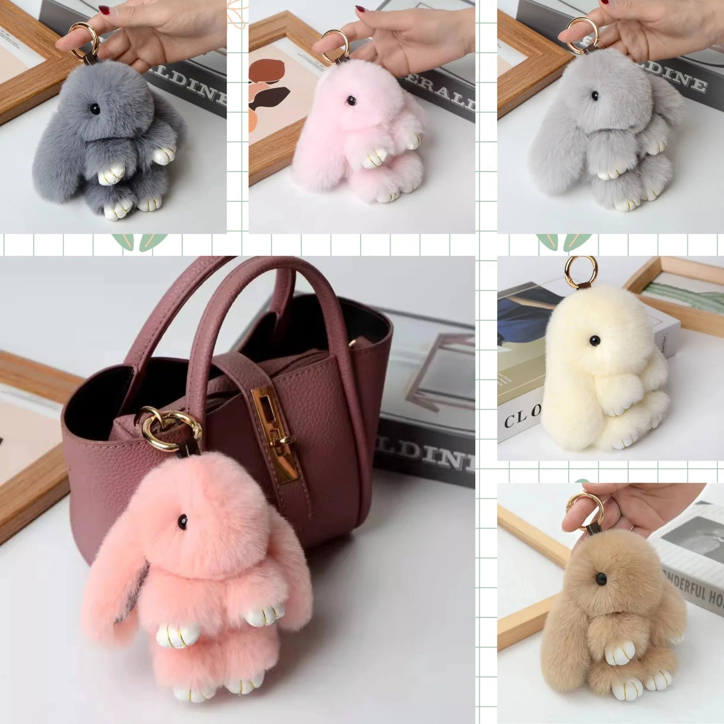 Fluffy Bunny Keychain
